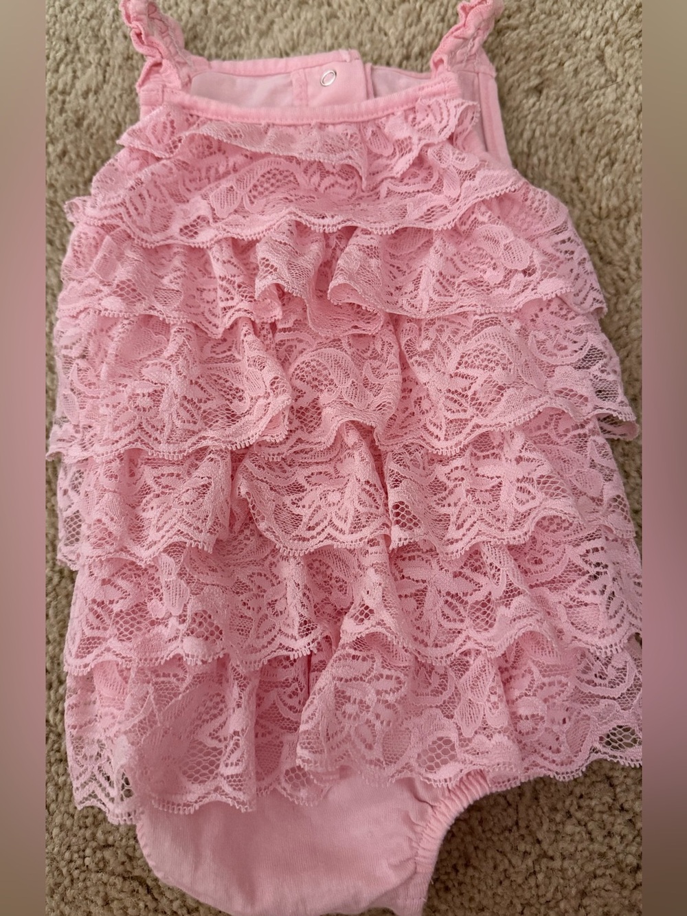 Lace Ruffled Baby Onesie Size 9 Months 100% Cotton